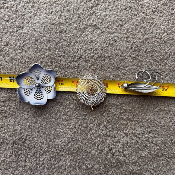 Vintage Brooch Pin Womens Floral Leaf Set of 3 Retro‎ - Picture 6 of 7